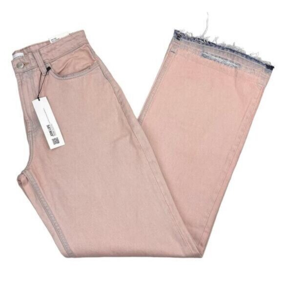 Zara Mid Rise Bootcut Jean Size 4 Pink Blue - Picture 4 of 11